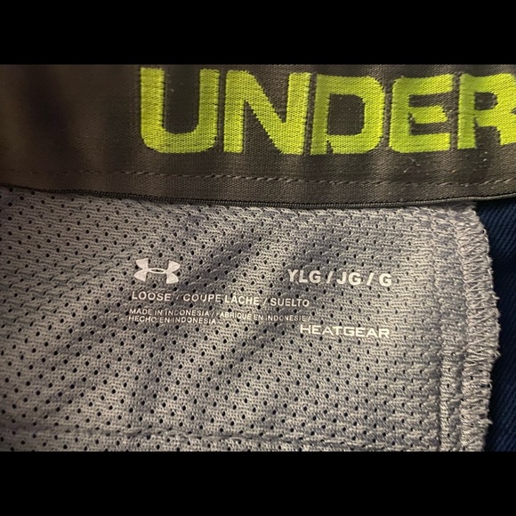 set 2 Under Armour navy blue 30/30 size large youth heat gear shorts n pants ✨ - Picture 13 of 14